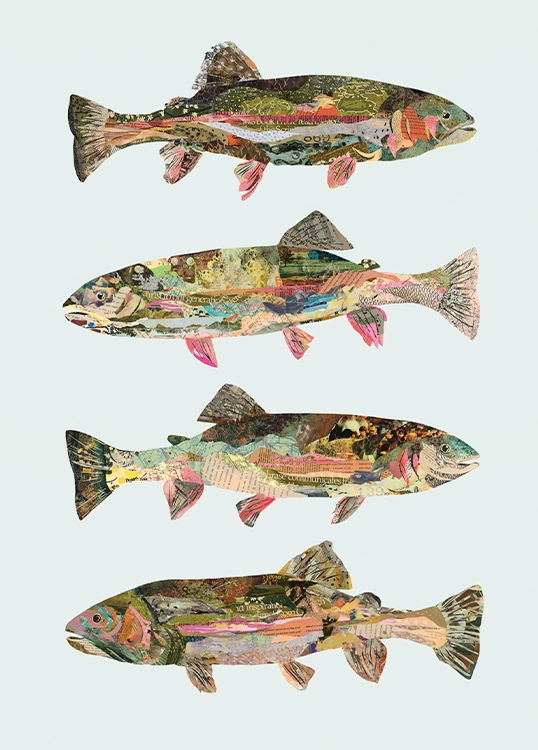 Acrylic framed Four Fish